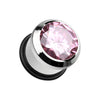 Magnum CZ Press Fit Single Flared Ear Gauge Plug-WildKlass Jewelry