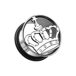 Medieval Crown Hollow Steel Single Flared Ear Gauge Plug-WildKlass Jewelry