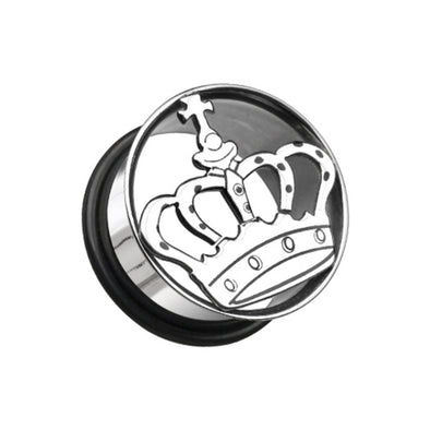 Medieval Crown Hollow Steel Single Flared Ear Gauge Plug-WildKlass Jewelry