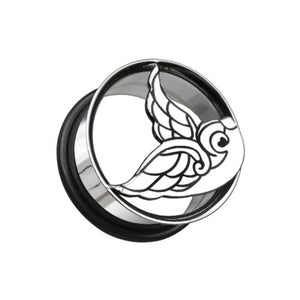 Flying Swallow Hollow Steel Single Flared Ear Gauge Plug-WildKlass Jewelry