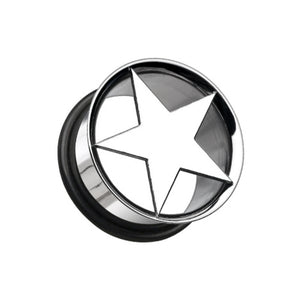 Nova Star Hollow Steel Single Flared Ear Gauge Plug-WildKlass Jewelry