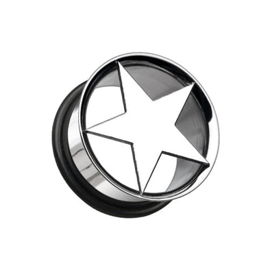 Nova Star Hollow Steel Single Flared Ear Gauge Plug-WildKlass Jewelry