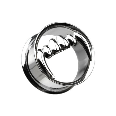 Vicious Fang Hollow Steel Double Flared Ear Gauge Plug-WildKlass Jewelry