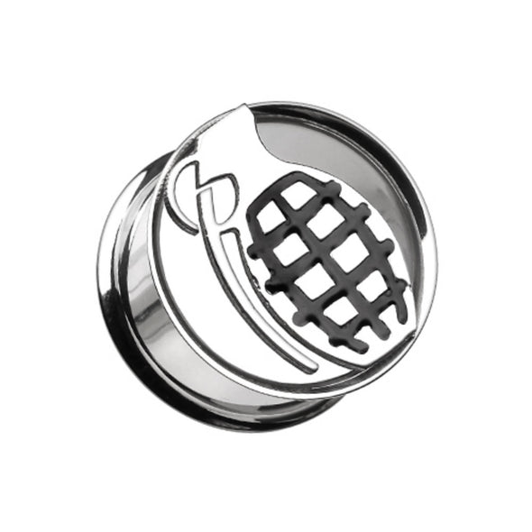Grenade Hollow Steel Double Flared Ear Gauge Plug-WildKlass Jewelry