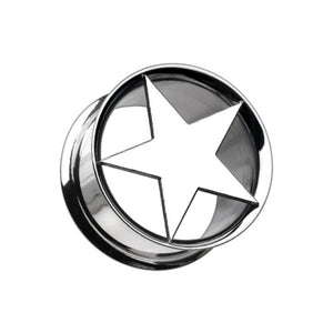 Nova Star Hollow Steel Double Flared Ear Gauge Plug-WildKlass Jewelry