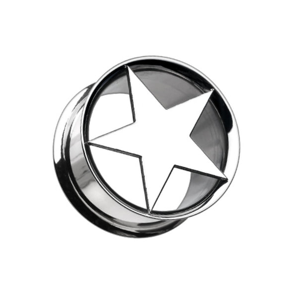 Nova Star Hollow Steel Double Flared Ear Gauge Plug-WildKlass Jewelry