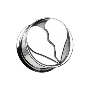 Heartbreaker Hollow Steel Double Flared Ear Gauge Plug-WildKlass Jewelry