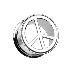 Peace Top Hollow Steel Double Flared Ear Gauge Plug-WildKlass Jewelry