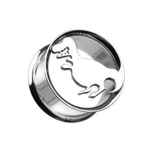 Dinosaur Hollow Steel Double Flared Ear Gauge Plug-WildKlass Jewelry