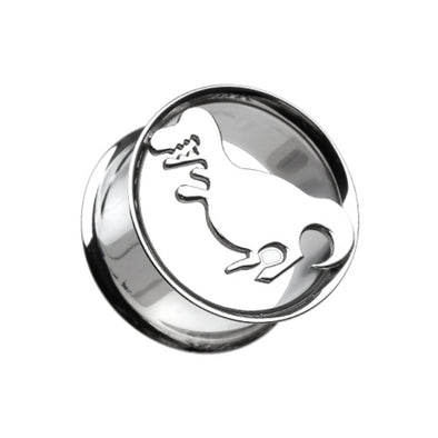Dinosaur Hollow Steel Double Flared Ear Gauge Plug-WildKlass Jewelry