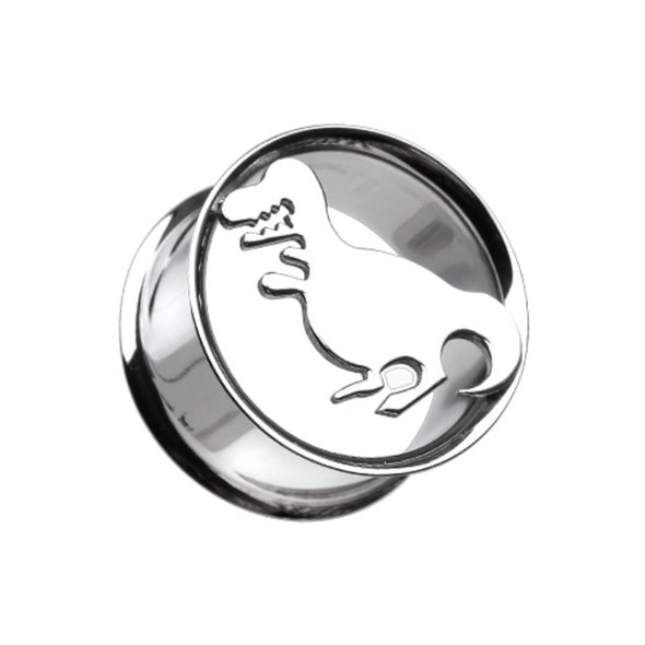 Dinosaur Hollow Steel Double Flared Ear Gauge Plug-WildKlass Jewelry