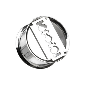 Razor Blade Hollow Steel Double Flared Ear Gauge Plug-WildKlass Jewelry