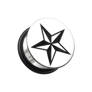 Nautical Star Hollow Back Single Flared Ear Gauge Plug-WildKlass Jewelry