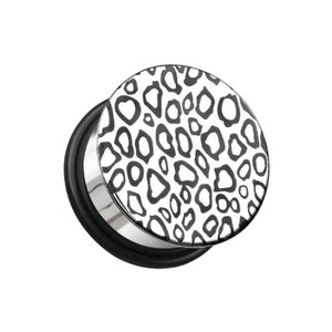 Leopard Plate Hollow Back Single Flared Ear Gauge Plug-WildKlass Jewelry
