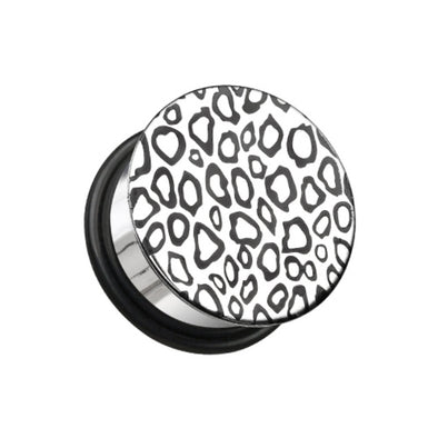 Leopard Plate Hollow Back Single Flared Ear Gauge Plug-WildKlass Jewelry