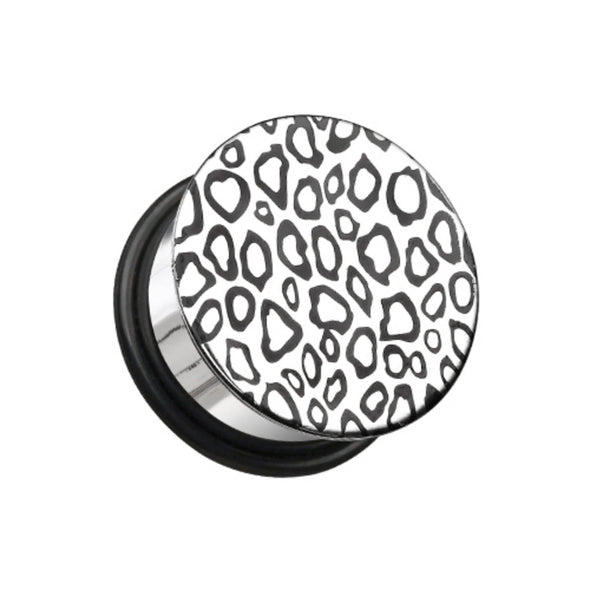 Leopard Plate Hollow Back Single Flared Ear Gauge Plug-WildKlass Jewelry