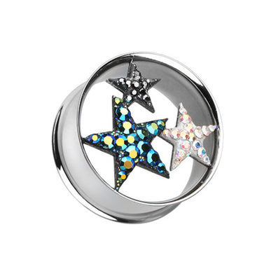 Triple Star Multi-Sprinkle Dot Tunnel Ear Gauge Plug-WildKlass Jewelry