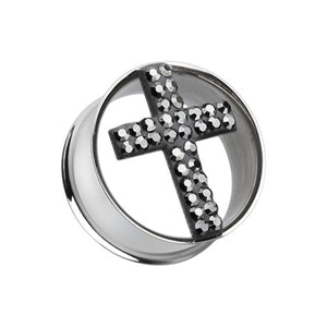 Glistening Cross Multi-Sprinkle Dot Tunnel Ear Gauge Plug-WildKlass Jewelry