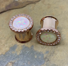 Rose Gold Opal Multi-Gem WildKlass Ear Gauge Plug-WildKlass Jewelry