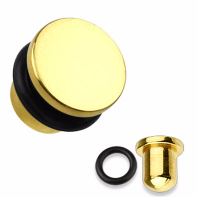 Flat Top Titanium IP 316L Surgical Steel WildKlass Plug with O-Ring-WildKlass Jewelry