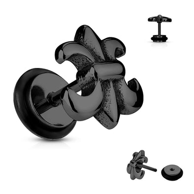 Fleur De Lis 316L Surgical Steel Fake/Cheater WildKlass Plug-WildKlass Jewelry