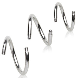 10pcs Package of 316L Surgical Steel Threaded Twisted Bars-WildKlass Jewelry