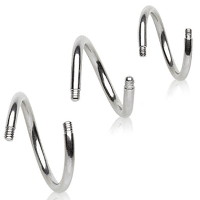 10pcs Package of 316L Surgical Steel Threaded Twisted Bars-WildKlass Jewelry