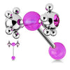 WildKlass Barbell w/ Acrylic Ball & Clear Gem Set Multi Steel Ball-WildKlass Jewelry