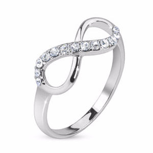 Infinite Pave Gemmed Ring Brass with Rodium Plated-WildKlass Jewelry