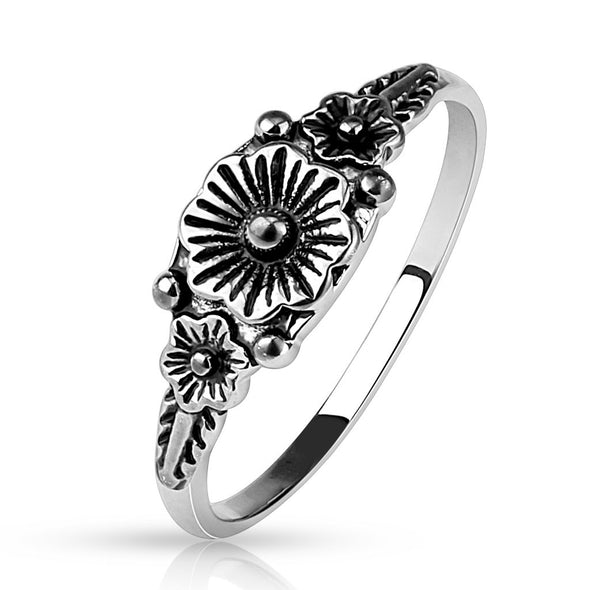 Triple Flower Cast Ring/Mid Ring-WildKlass Jewelry