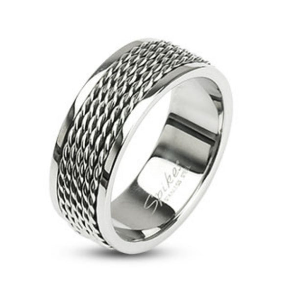Chain Links Loop Center Ring 316L Stainless Steel-WildKlass Jewelry
