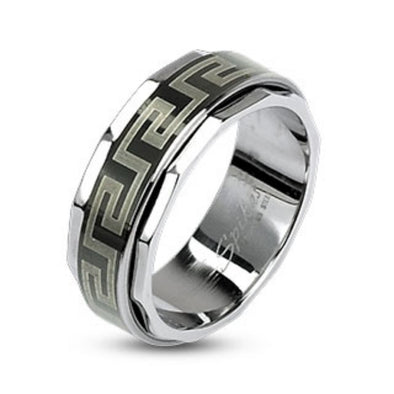 Maze Link Black IP Spinner Ring 316L Stainless Steel-WildKlass Jewelry