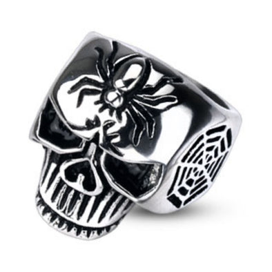 Spider Web Skull Cast Ring 316L Stainless Steel-WildKlass Jewelry