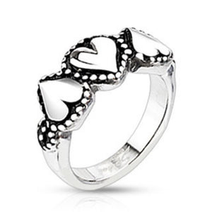 Triple Hearts Cast Ring Stainless Steel-WildKlass Jewelry