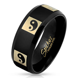 Black Yin Yang Stainless Steel Ring-WildKlass Jewelry