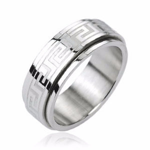 Tribe Maze Center Spinner Ring 316L Stainless Steel-WildKlass Jewelry
