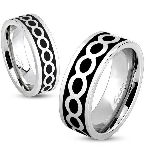 Shiny Infinite on Black Center Stainless Steel Ring-WildKlass Jewelry