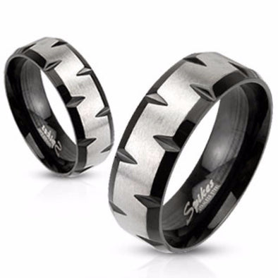 Faceted Edges Stainless Steel Black IP ring-WildKlass Jewelry