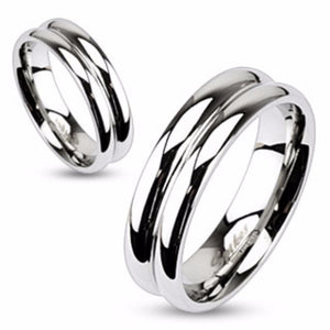 Double Dome Mirror Polished Band Ring Stainless Steel-WildKlass Jewelry