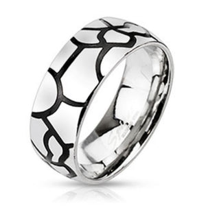 Craqueline Striped Dome Band Ring Stainless Steel-WildKlass Jewelry