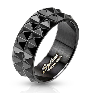 Spiked Black IP Ring Stainless Steel-WildKlass Jewelry