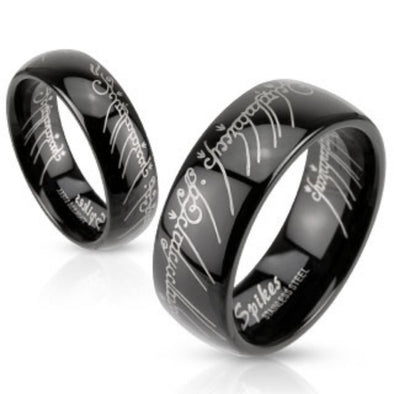Lord Laser Etched Stainless Steel Black IP Band Ring-WildKlass Jewelry