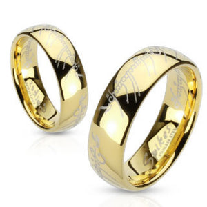 Lord's Laser Etched Gold IP Band Ring Stainless Steel-WildKlass Jewelry