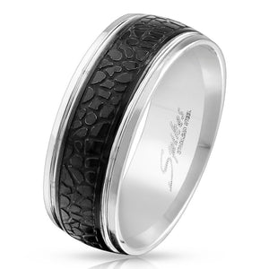 Snake Pattern Black IP Center Stainless Steel Ring-WildKlass Jewelry