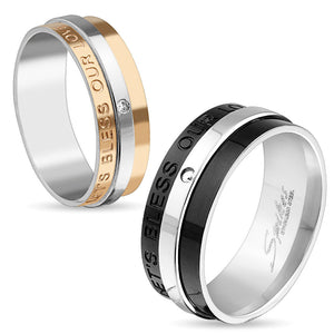 "Let's Bless Our Love" Engraved Two Tone IP Stainless Steel Ring-WildKlass Jewelry