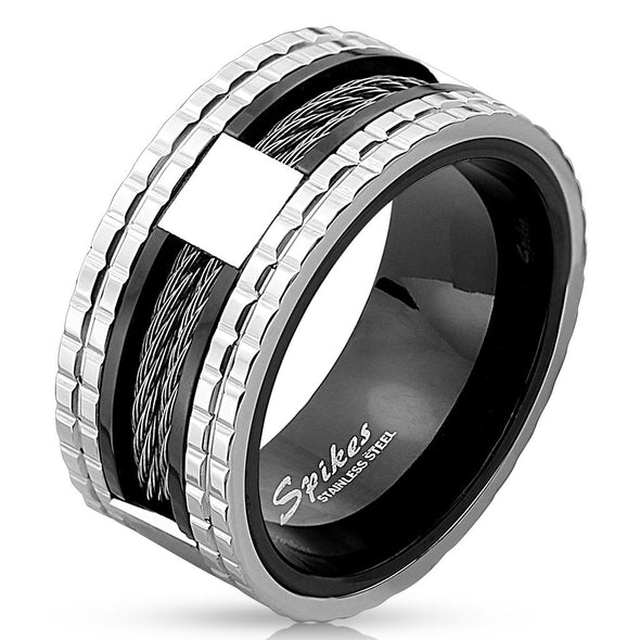 Two Tone Wire Center Stainless Steel IP Ring-WildKlass Jewelry