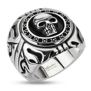 Skull Shield Wide Cast Ring Stainless Steel-WildKlass Jewelry