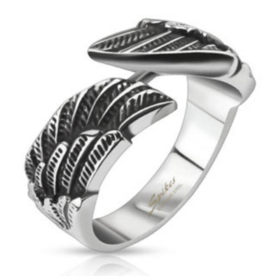 Angel Wings Cast Band Ring Stainless Steel-WildKlass Jewelry