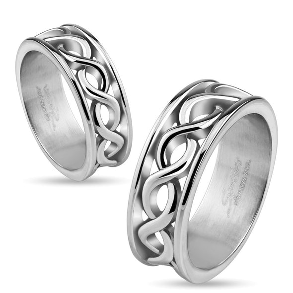 Infinity Symbols Wrapped Stainless Steel Casting Rings-WildKlass Jewelry