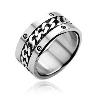 Chain Center Bolted Rings 316L Stainless Steel Ring-WildKlass Jewelry